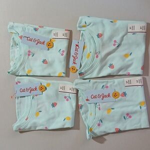 Cat & Jack Aqua Fruit Print T-Shirts. Set Of 4, 2T